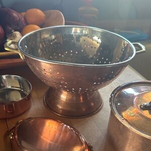 Solid Copper colander strainer. Stamped made in Korea. Vintage Luxury Kitchen
